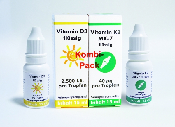 Vitamin D3 flüssig 2500 I.E. 15ml + K2 (MK-7) flüssig 15ml Gerimed